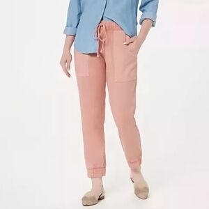 Side Stitch Peachy Pink Track Pants with Drawstring Waist and Tapered Fit